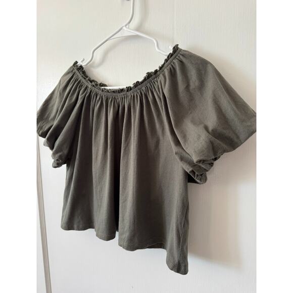 Sapphire O Dark Green Puff Sleeve Off The Shoulder Crop Size Medium - Picture 3 of 7